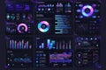 Toolkit-UI UX Dashboard infographic template with big data visualization. Pie charts, workflow, web design, UI elements vector Royalty Free Stock Photo