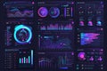 Toolkit-UI UX Dashboard infographic template with big data visualization. Pie charts, workflow, web design, UI elements vector Royalty Free Stock Photo