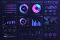 Toolkit-UI UX Dashboard infographic template with big data visualization. Pie charts, workflow, web design, UI elements vector Royalty Free Stock Photo
