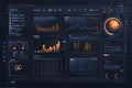 Toolkit-UI UX Dashboard infographic template with big data visualization. Pie charts, workflow, web design, UI elements vector Royalty Free Stock Photo