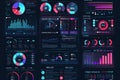 Toolkit-UI UX Dashboard infographic template with big data visualization. Pie charts, workflow, web design, UI elements vector Royalty Free Stock Photo