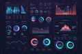 Toolkit-UI UX Dashboard infographic template with big data visualization. Pie charts, workflow, web design, UI elements vector Royalty Free Stock Photo