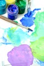 Tools of the artist: paints, brush Royalty Free Stock Photo