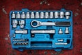 Tools in a blue toolbox Royalty Free Stock Photo