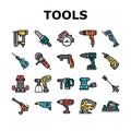 Tools For Building And Repair Icons Set Vector