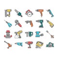 Tools For Building And Repair Icons Set Vector .