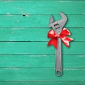 Tools Building and repair - Top view Gift adjustable spanner Royalty Free Stock Photo