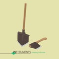 Tools for campaign shovel and an ax. Isometric vector illustration Royalty Free Stock Photo