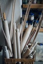 Tools for ceramic products, various items to help make the product of clay Royalty Free Stock Photo