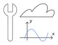 Tools, Cloud, and Graph Representing Technology, Data Analysis, and Cloud Computing Royalty Free Stock Photo