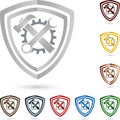 Tools and coat of arms, tools and locksmith logo Royalty Free Stock Photo