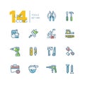 Tools - colored modern single line icons set