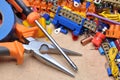 Tools and component for electrical installation Royalty Free Stock Photo