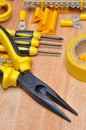 Tools and component for electrical installation Royalty Free Stock Photo