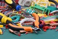 Tools and component used in electrical installations Royalty Free Stock Photo