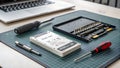 Tools and components laid out for electronics repair on workspace Generative AI Royalty Free Stock Photo
