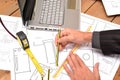 Tools for construction drawings Royalty Free Stock Photo