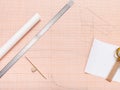 Tools for creating of pattern on graph paper Royalty Free Stock Photo