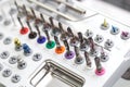 Tools for dental prosthetist drill box set Royalty Free Stock Photo