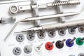 Tools for dental prosthetist drill box set Royalty Free Stock Photo