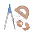 Tools of Drawing Compass Pencil and Ruler icon, Vector illustration Royalty Free Stock Photo
