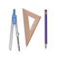 Tools of Drawing Compass Pencil and Ruler icon, Vector illustration Royalty Free Stock Photo