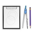 Tools of Drawing Compass Pencil and Ruler icon, Vector illustration Royalty Free Stock Photo