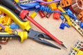 Tools and electrical component Royalty Free Stock Photo