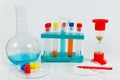 Tools and equipment for biochemical studies on white background Royalty Free Stock Photo
