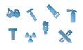 tools and equipment icons set in gradient color vector illustrations