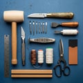 Tools are essential for detailed leatherwork showcasing functionali Royalty Free Stock Photo