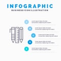 Tools, Essential Tools, Stationary, Items, Pen Line icon with 5 steps presentation infographics Background