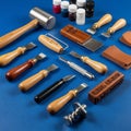 Tools feature wooden and metal components highlighting the craftsmanship Royalty Free Stock Photo