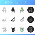 Tools for fishing icons set Royalty Free Stock Photo