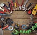 Tools on a floor, the top view