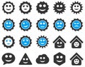 Tools, gears, smiles, emotions icons