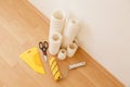 Tools for gluing wallpapers. Renovation Royalty Free Stock Photo