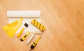 Tools for gluing wallpapers. Renovation Royalty Free Stock Photo