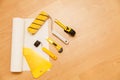 Tools for gluing wallpapers. Renovation Royalty Free Stock Photo