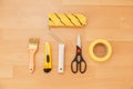 Tools for gluing wallpapers. Renovation Royalty Free Stock Photo