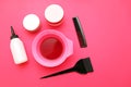 Tools for hair dye and hairdye top