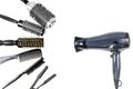 Tools hairdresser`s top view on white isolate Royalty Free Stock Photo