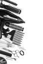 Tools hairdresser`s top view Royalty Free Stock Photo