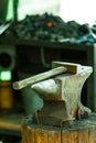 Tools- hammer on blacksmith anvil Royalty Free Stock Photo