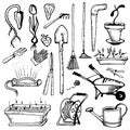 Tools for handling, caring and growing a garden. hobbies of pensioners. Agriculture and hobbies.