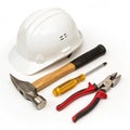 Tools and Hard Hat isolated on white background Royalty Free Stock Photo