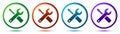 Tools icon artistic frame round button set illustration Royalty Free Stock Photo