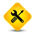 Tools icon elegant yellow diamond button Royalty Free Stock Photo