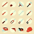 Tools icon set, flat color style. Royalty Free Stock Photo