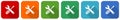 Tools icon set, flat design vector illustration in 6 colors options for webdesign and mobile applications
